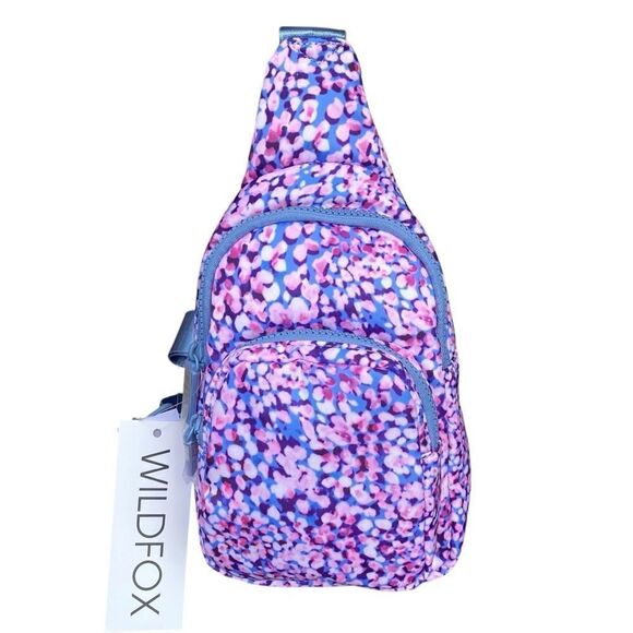 NWT New Wildfox Sling Bag/Backpack Pink/Purple/Blue Dots w/Blue Strap - Picture 3 of 8